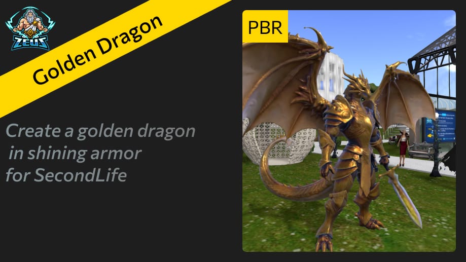 AI Golden Dragon with Shining PBR Armor